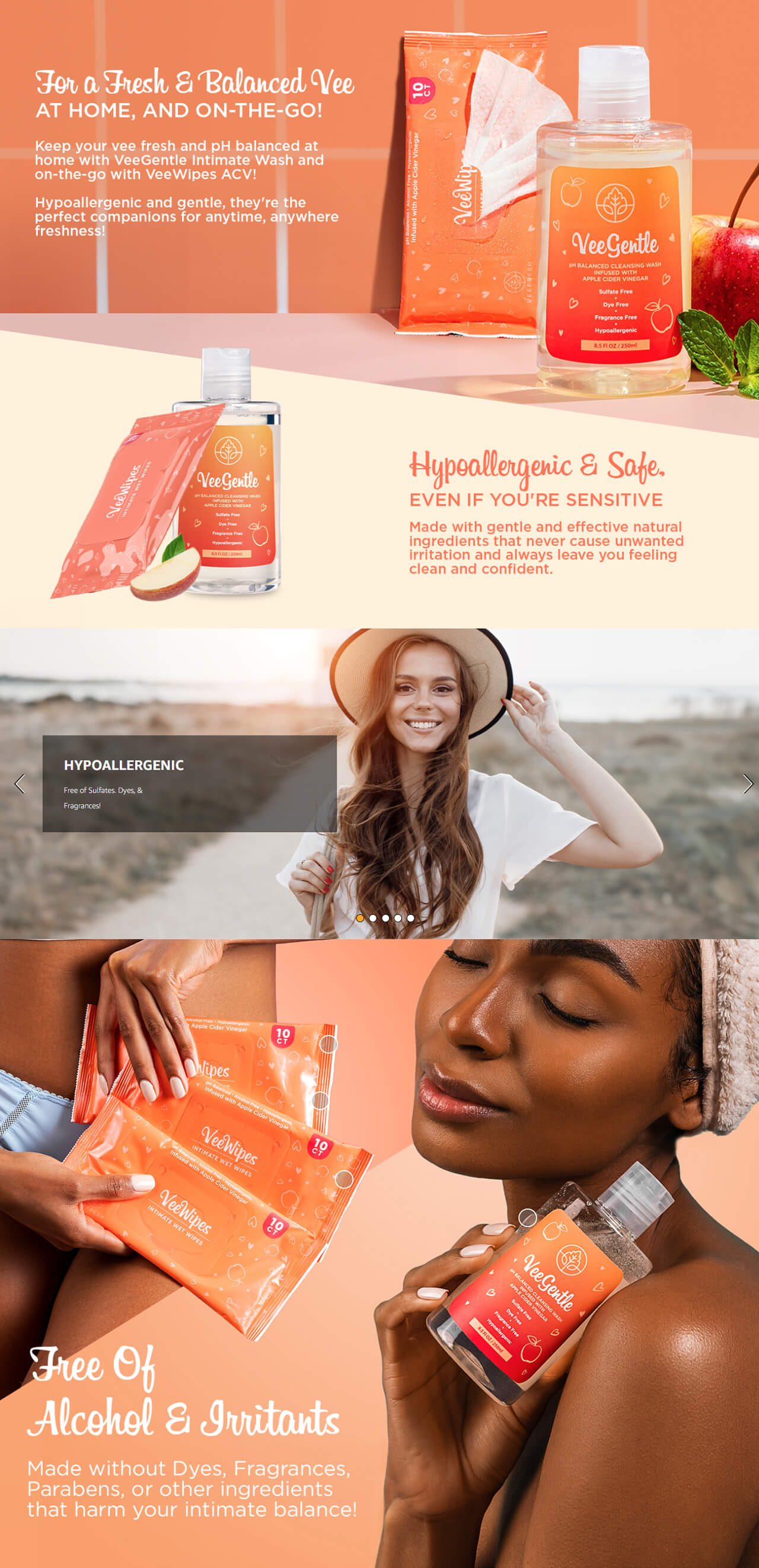 VeeFresh Product Showcase: Vibrant supplement bottles with bold highlights and an engaging A+ Content design.